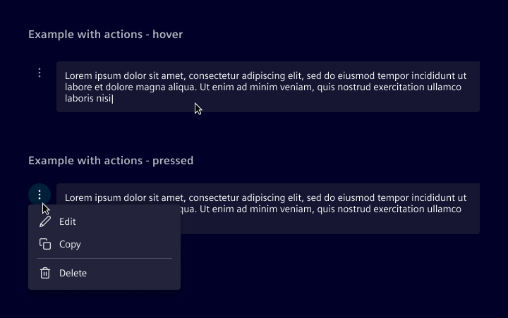 Message user actions