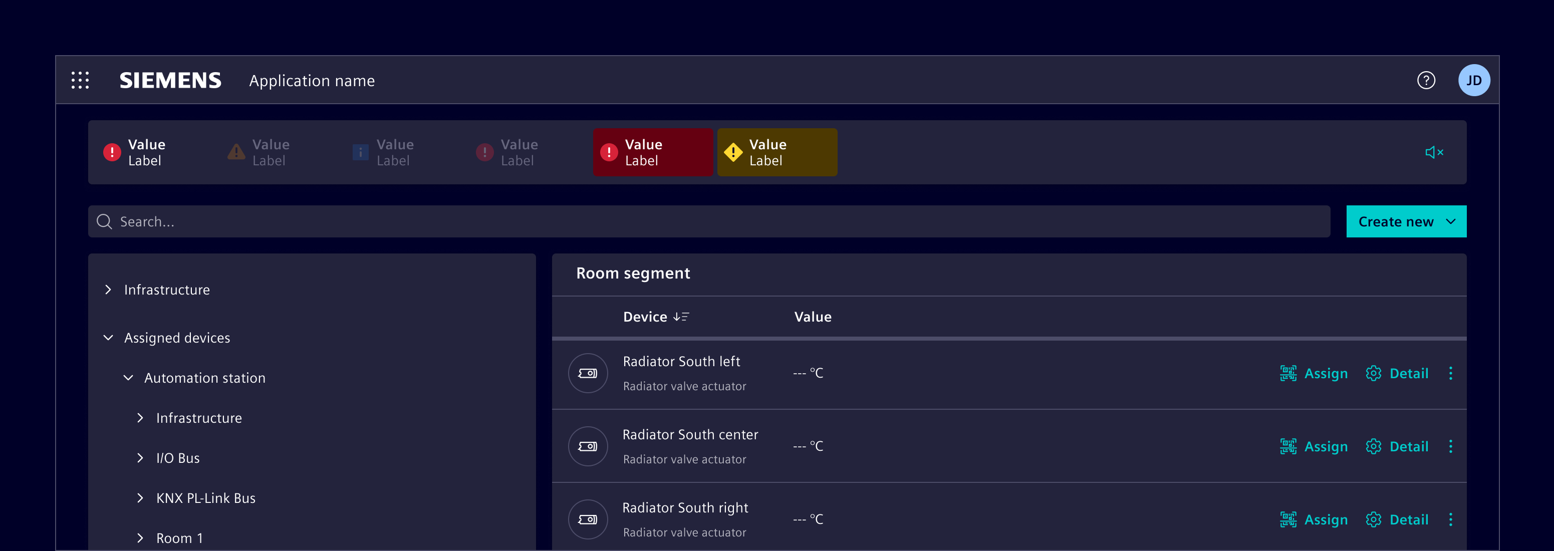 Main-detail global actions