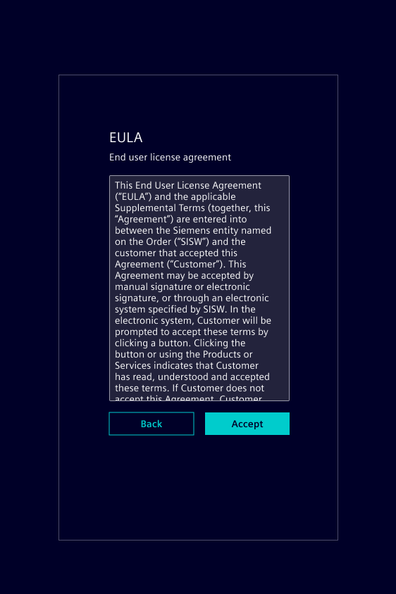 Landing page - Legal - User acknowledge
