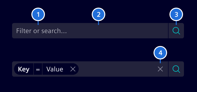 Filtered search elements